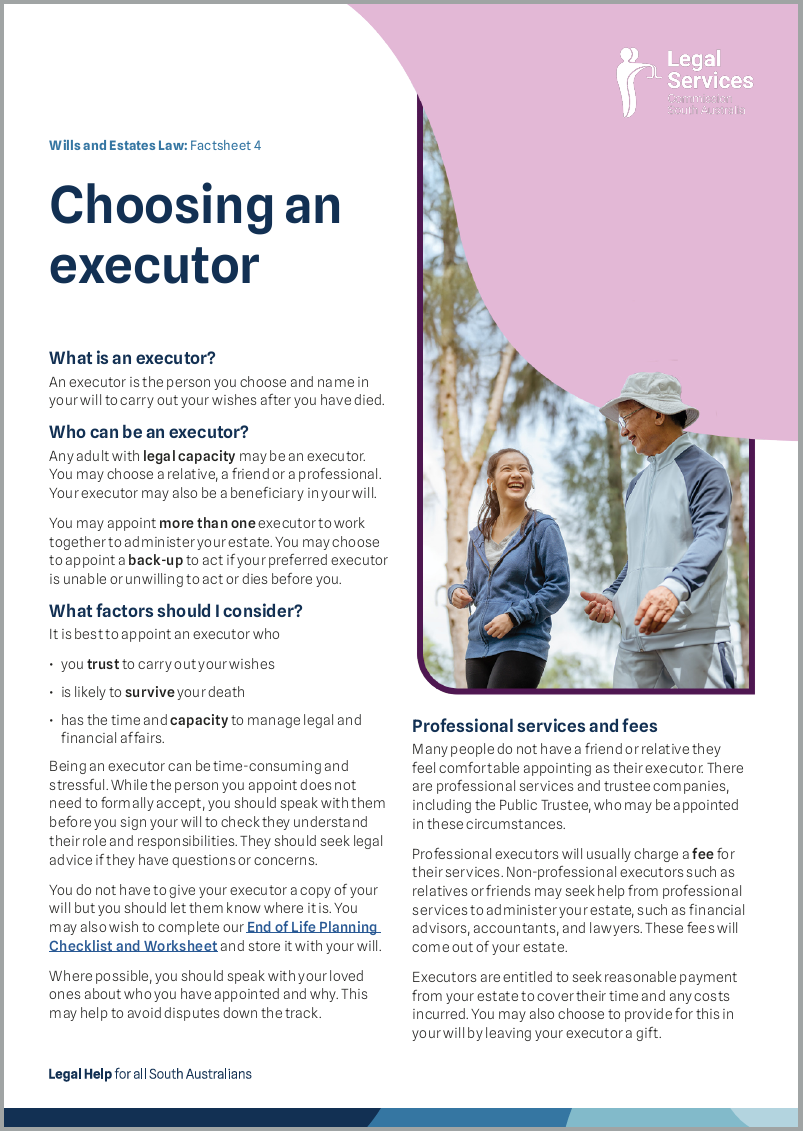 Choosing an executor factsheet