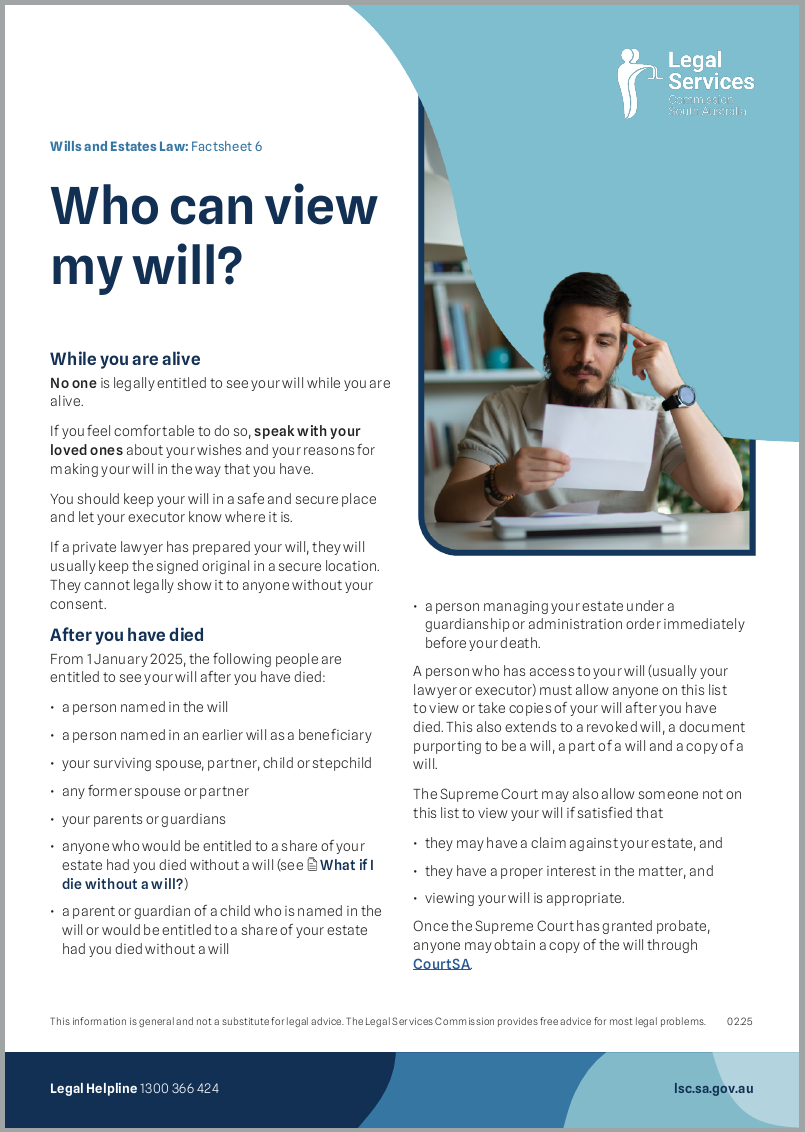 Who can view my will factsheet