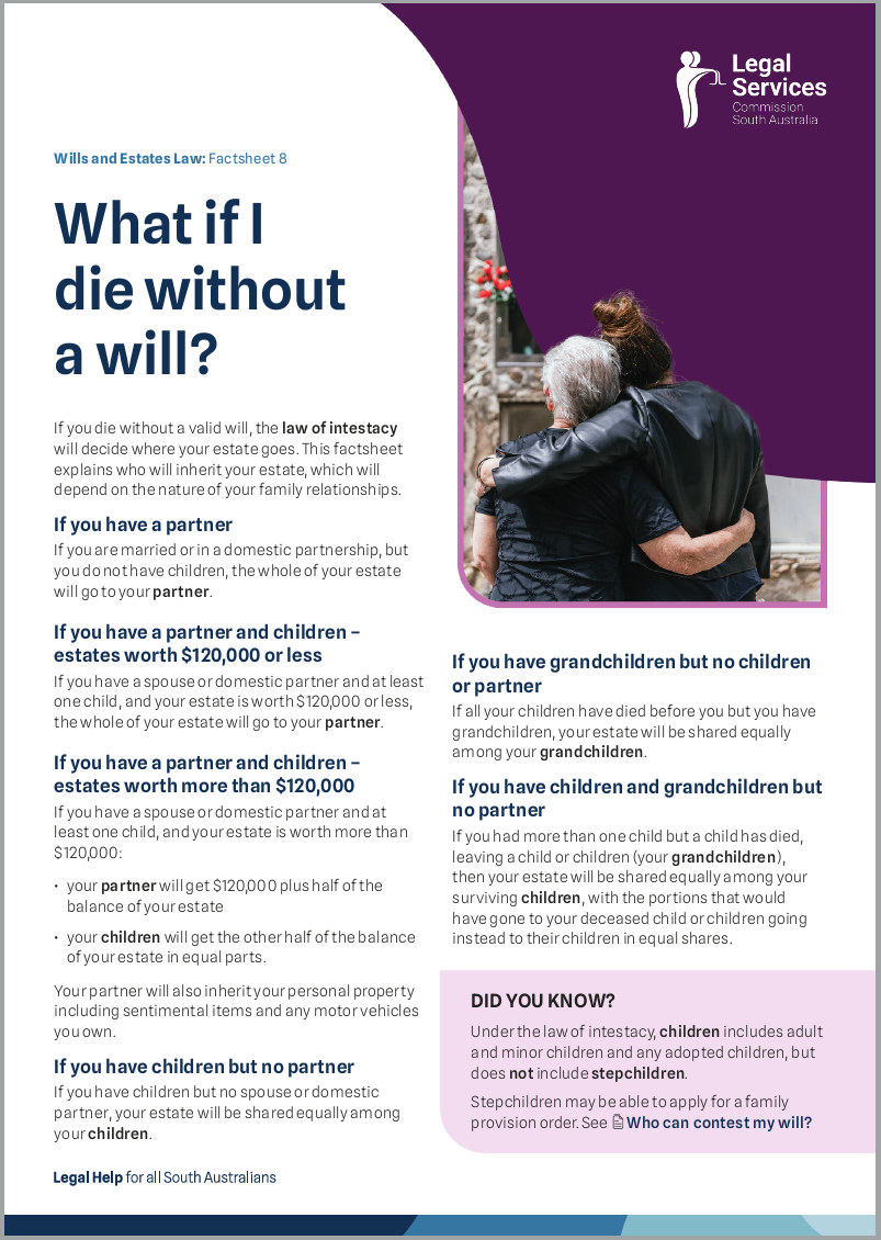 What if I die without a will factsheet