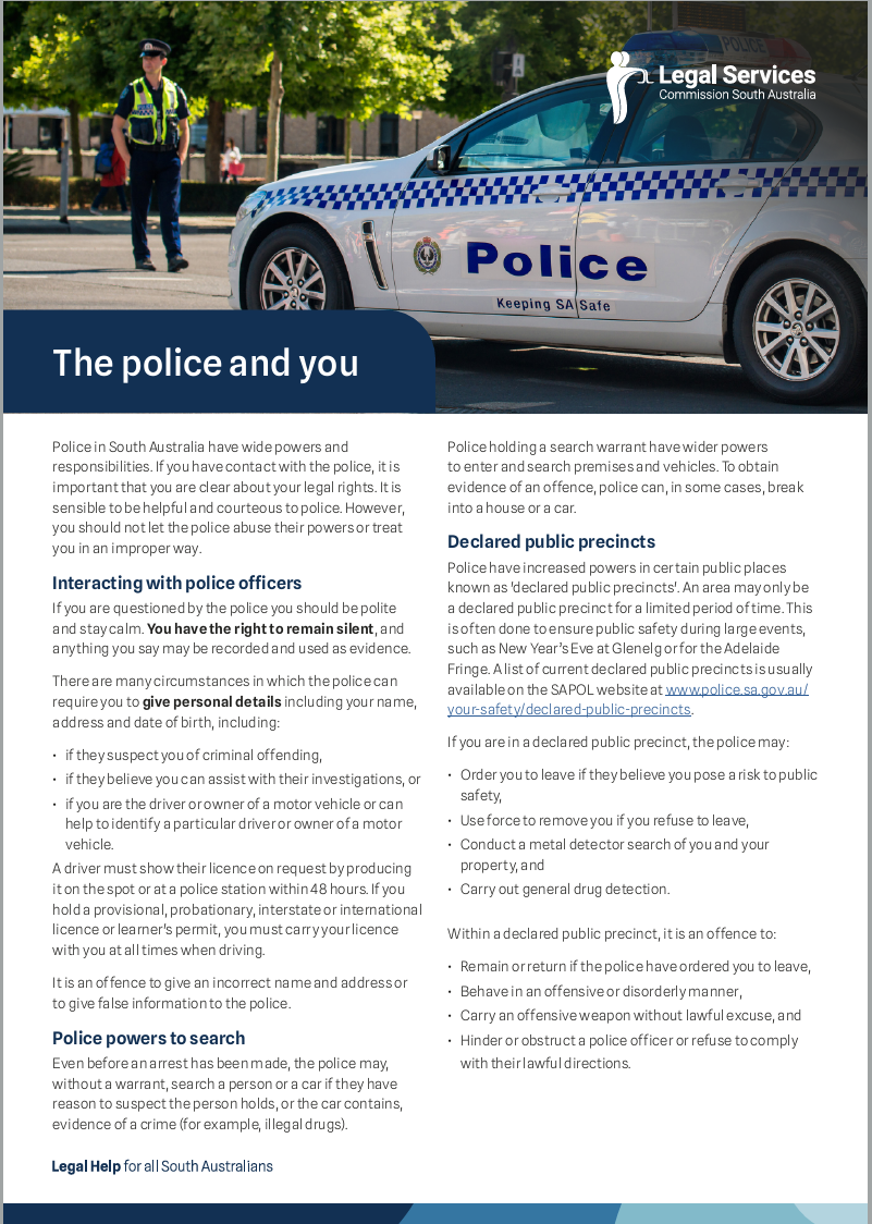 The police and you Factsheet PDF 861 kB