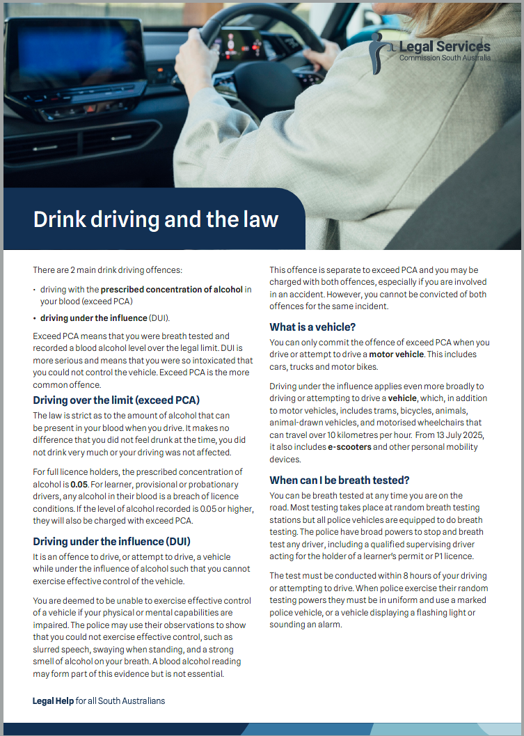 Drink Driving and the Law Factsheet PDF 242 kB