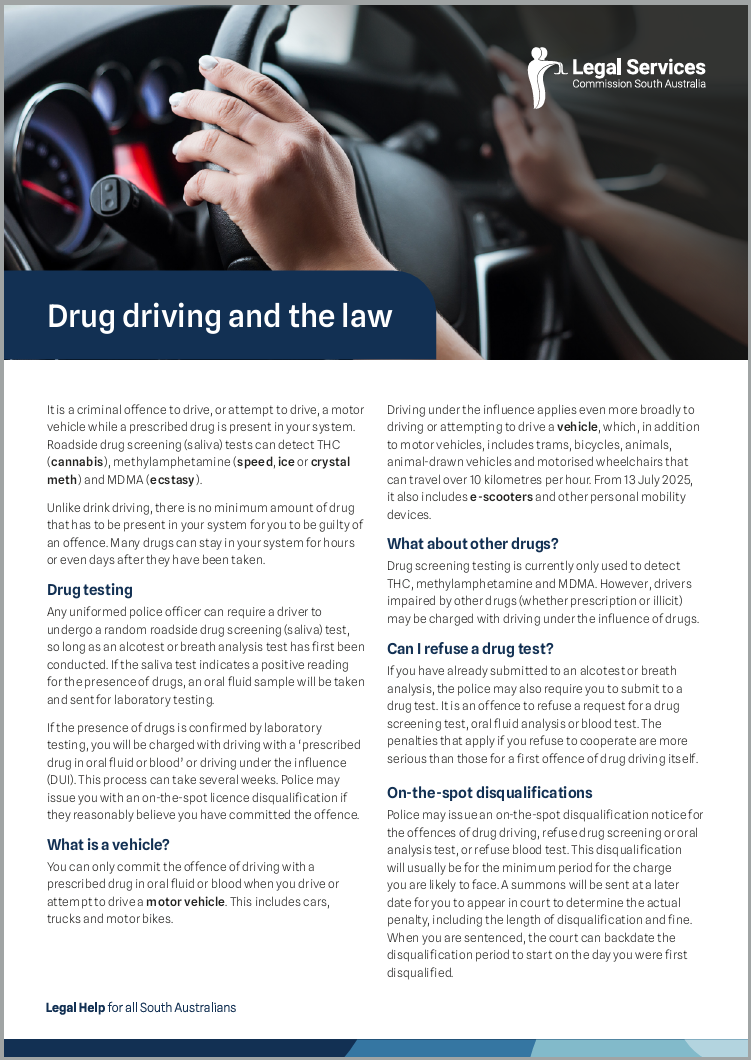 Drug Driving and the Law Factsheet PDF 286 kB