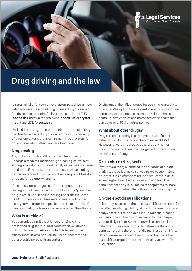 Drug Driving and the Law Factsheet PDF 286 kB