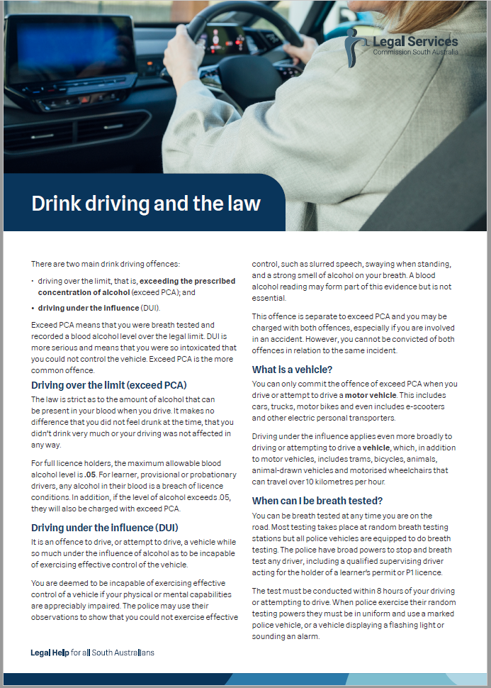 Drink Driving and the Law Factsheet PDF 242 kB
