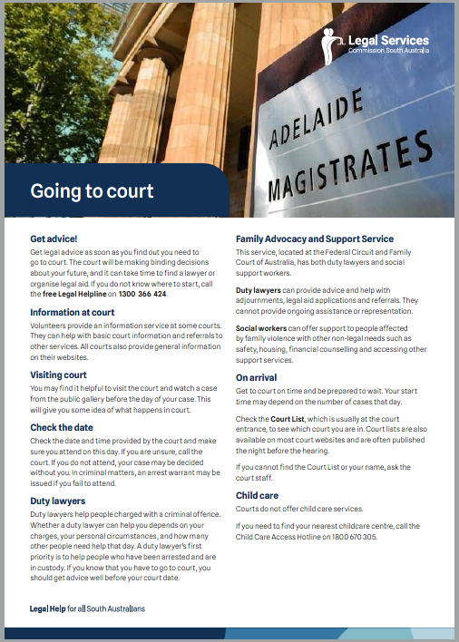 Going to Court Factsheet PDF 197 kB