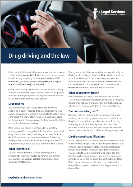Drug Driving and the Law Factsheet PDF 286 kB