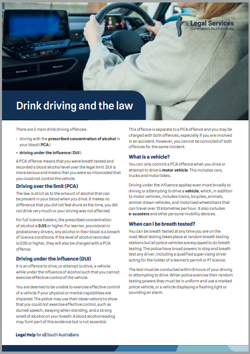Drink Driving and the Law Factsheet PDF 242 kB