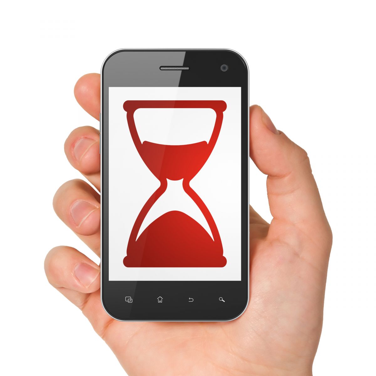 Mobile phone will hour glass on screen