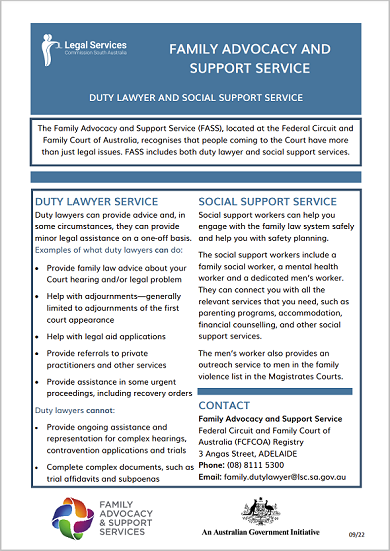 Family Advocacy and Support Service - FASS Flyer